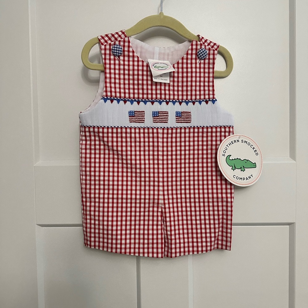 Southern Smocked Company Smocked Stars and Stripes Shortall